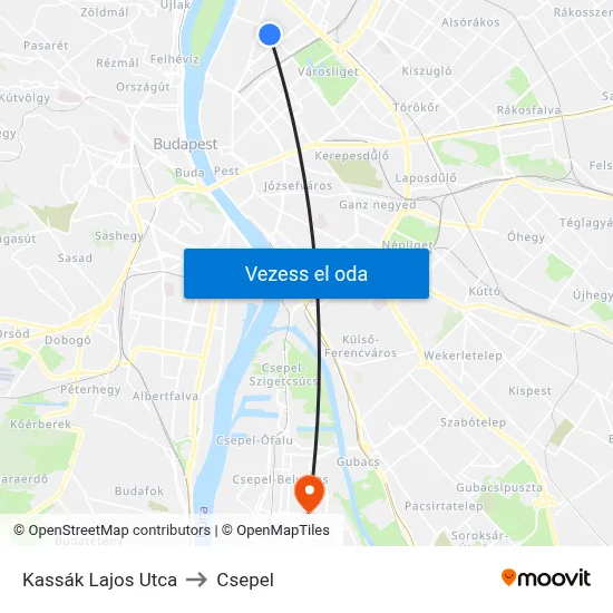 Kassák Lajos Utca to Csepel map