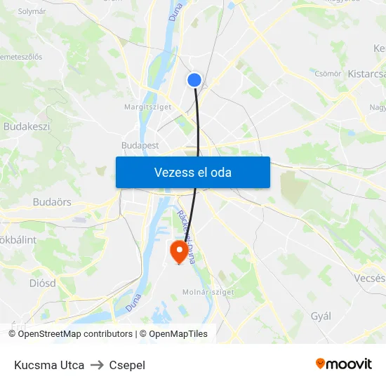 Kucsma Utca to Csepel map