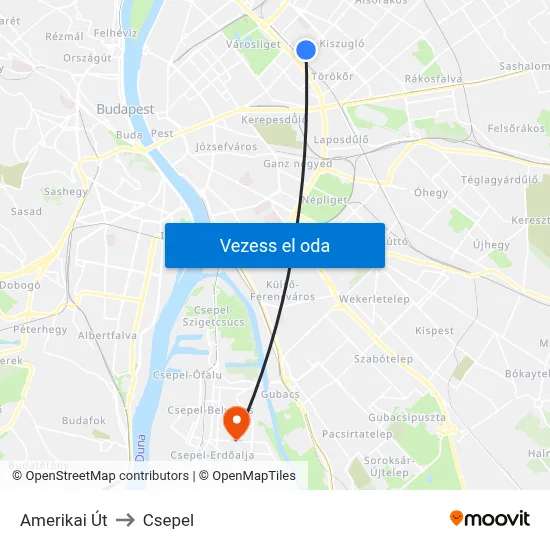 Amerikai Út to Csepel map