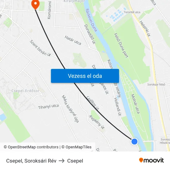Csepel, Soroksári Rév to Csepel map