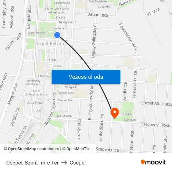 Csepel, Szent Imre Tér to Csepel map