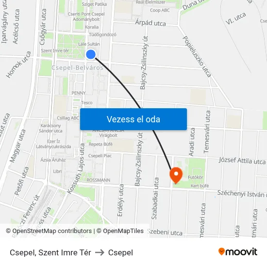 Csepel, Szent Imre Tér to Csepel map