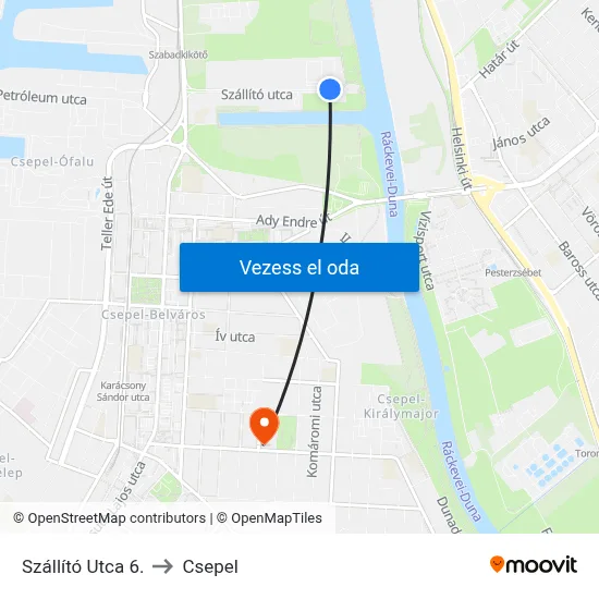 Szállító Utca 6. to Csepel map