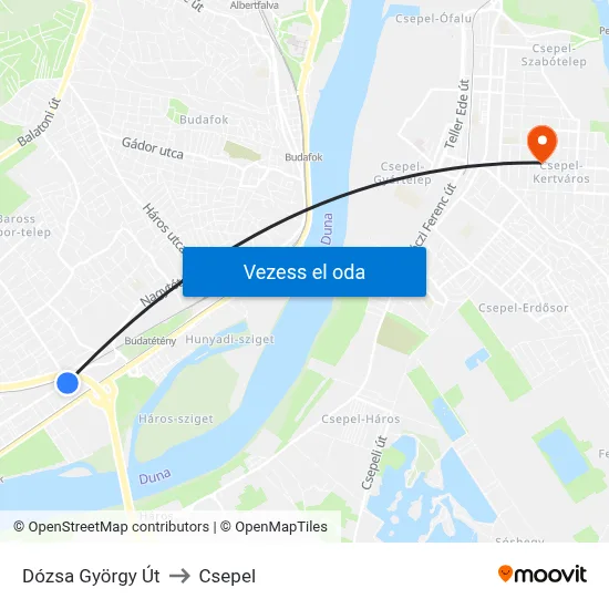 Dózsa György Út to Csepel map
