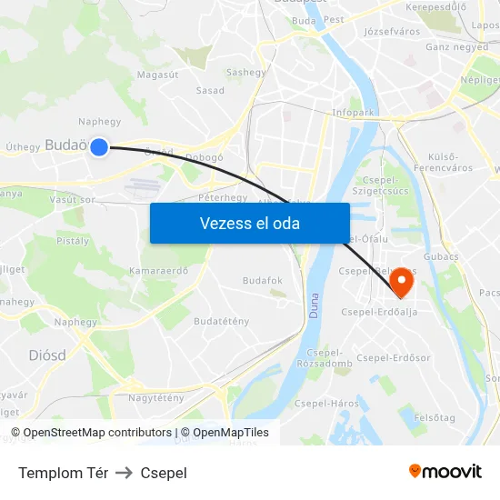 Templom Tér to Csepel map