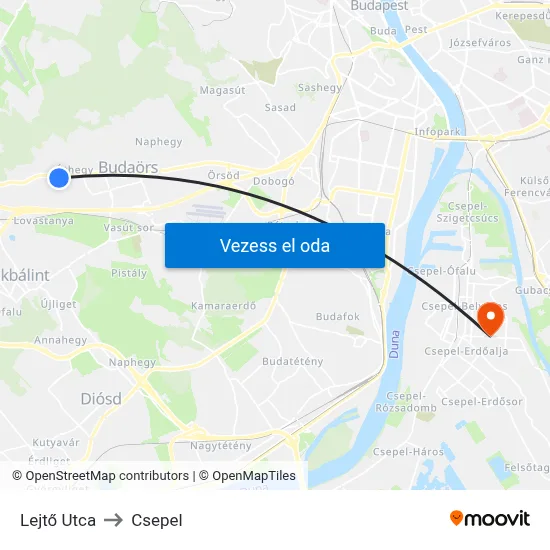 Lejtő Utca to Csepel map