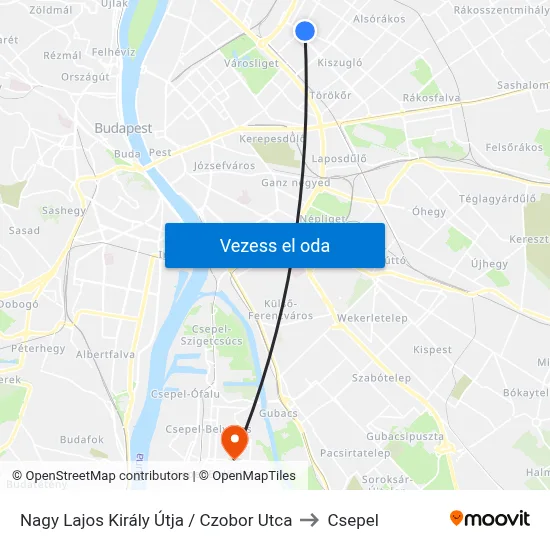 Nagy Lajos Király Útja / Czobor Utca to Csepel map