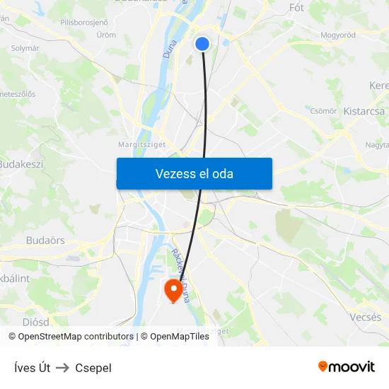 Íves Út to Csepel map