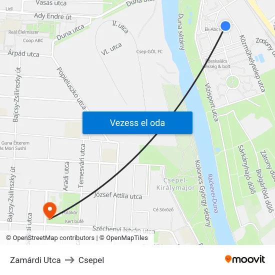 Zamárdi Utca to Csepel map