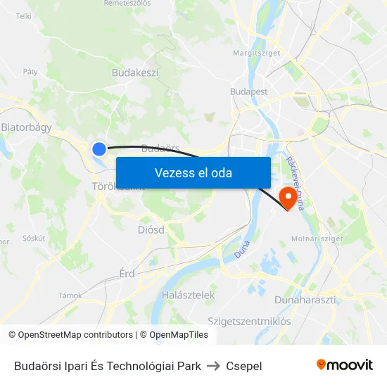 Budaörsi Ipari És Technológiai Park to Csepel map
