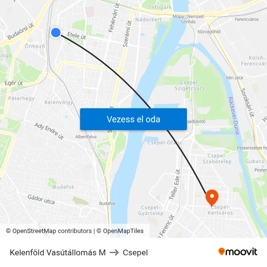 Kelenföld Vasútállomás M to Csepel map