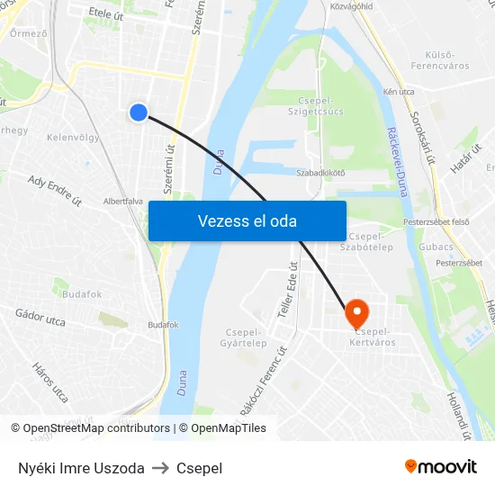 Nyéki Imre Uszoda to Csepel map