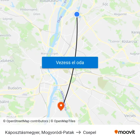 Káposztásmegyer, Mogyoródi-Patak to Csepel map