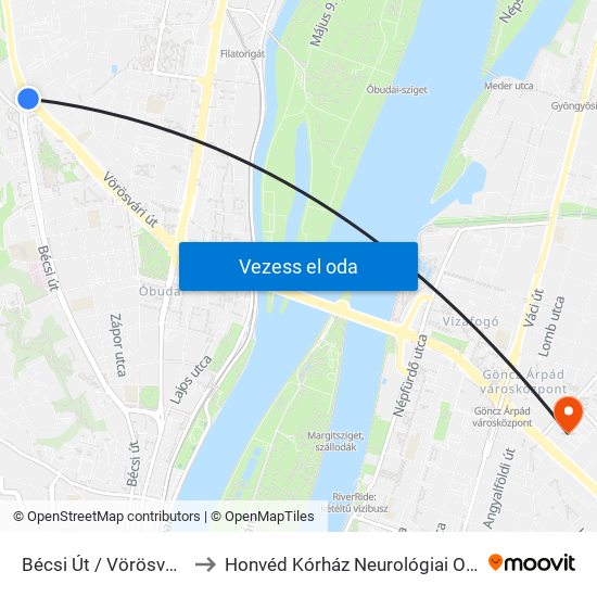 Bécsi Út / Vörösvári Út to Honvéd Kórház Neurológiai Osztály map