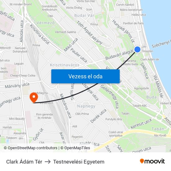 Clark Ádám Tér to Testnevelési Egyetem map