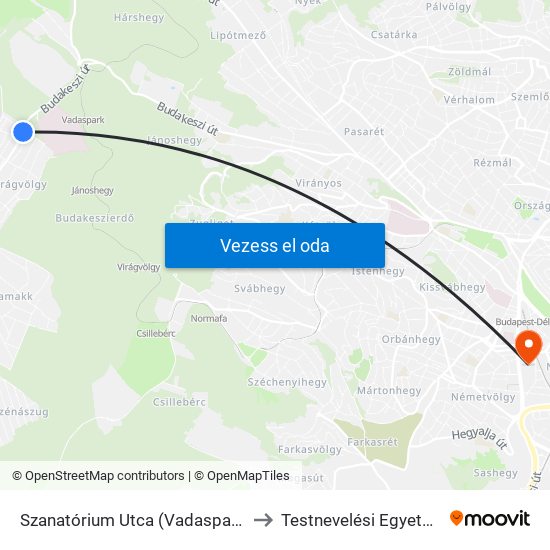 Szanatórium Utca (Vadaspark) to Testnevelési Egyetem map