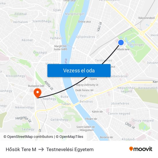 Hősök Tere M to Testnevelési Egyetem map