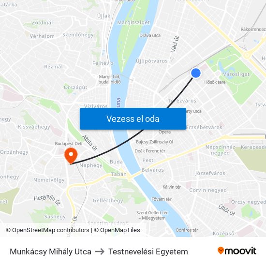 Munkácsy Mihály Utca to Testnevelési Egyetem map