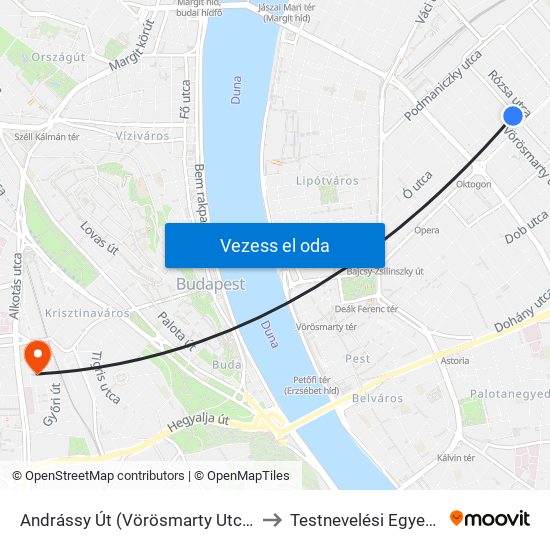 Andrássy Út (Vörösmarty Utca M) to Testnevelési Egyetem map