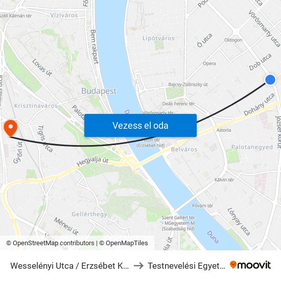 Wesselényi Utca / Erzsébet Körút to Testnevelési Egyetem map