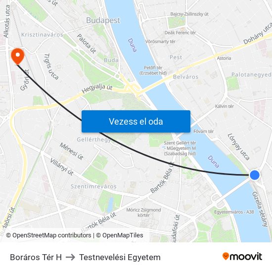 Boráros Tér H to Testnevelési Egyetem map