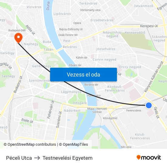 Péceli Utca to Testnevelési Egyetem map