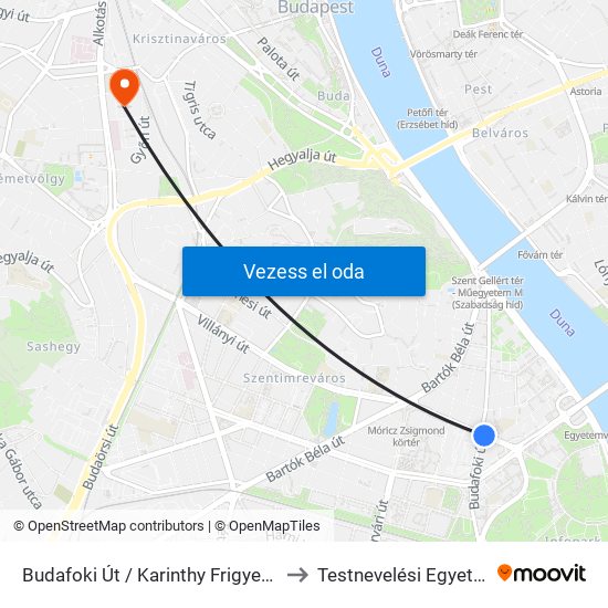 Budafoki Út / Karinthy Frigyes Út to Testnevelési Egyetem map