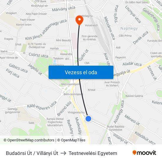 Budaörsi Út / Villányi Út to Testnevelési Egyetem map