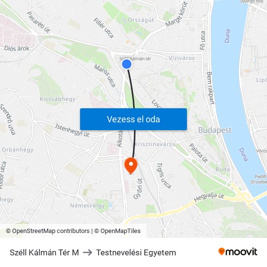 Széll Kálmán Tér M to Testnevelési Egyetem map