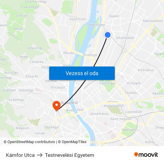 Kámfor Utca to Testnevelési Egyetem map