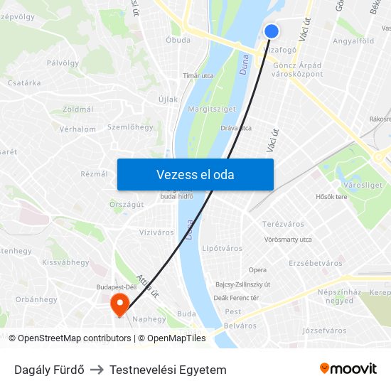 Dagály Fürdő to Testnevelési Egyetem map