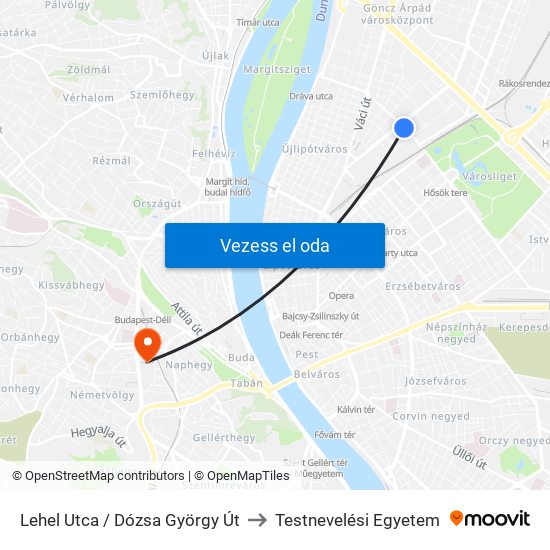 Lehel Utca / Dózsa György Út to Testnevelési Egyetem map