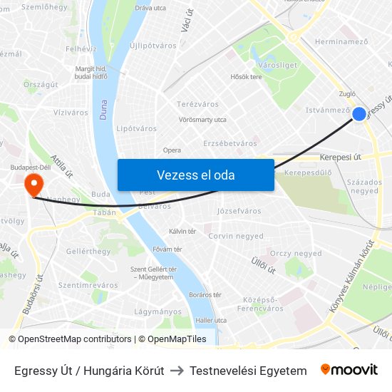 Egressy Út / Hungária Körút to Testnevelési Egyetem map