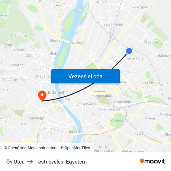 Öv Utca to Testnevelési Egyetem map