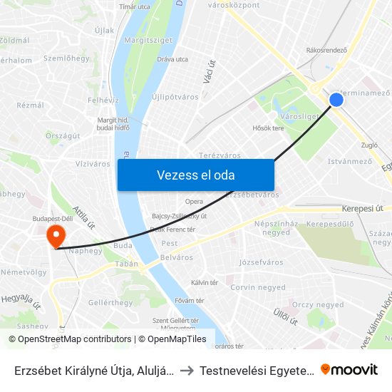 Erzsébet Királyné Útja, Aluljáró to Testnevelési Egyetem map