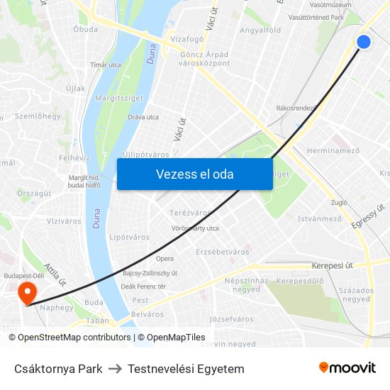 Csáktornya Park to Testnevelési Egyetem map