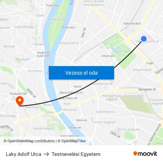Laky Adolf Utca to Testnevelési Egyetem map