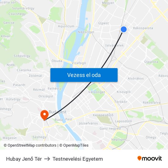 Hubay Jenő Tér to Testnevelési Egyetem map