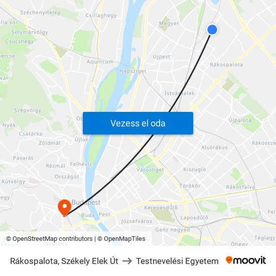 Rákospalota, Székely Elek Út to Testnevelési Egyetem map