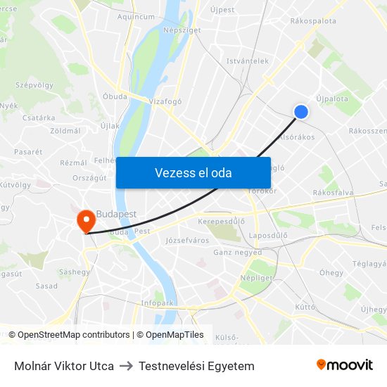 Molnár Viktor Utca to Testnevelési Egyetem map