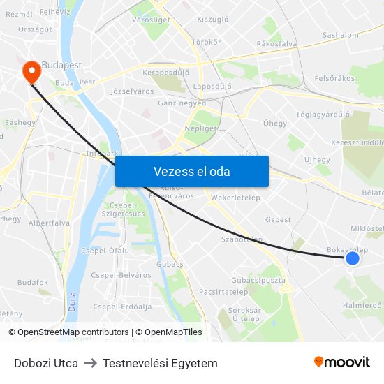 Dobozi Utca to Testnevelési Egyetem map