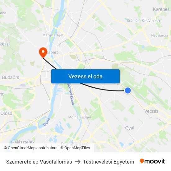 Szemeretelep Vasútállomás to Testnevelési Egyetem map