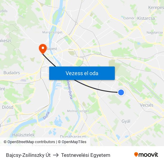 Bajcsy-Zsilinszky Út to Testnevelési Egyetem map