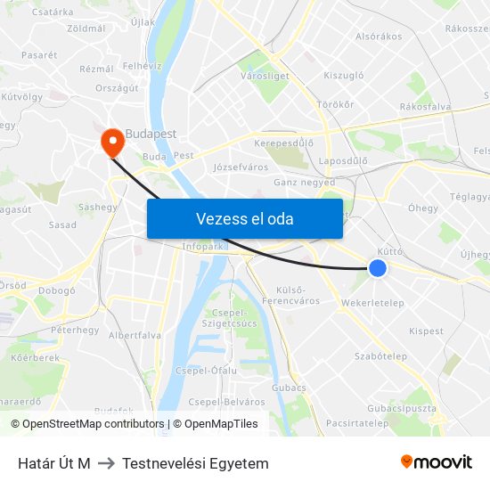 Határ Út M to Testnevelési Egyetem map