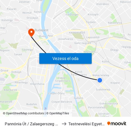 Pannónia Út / Zalaegerszeg Utca to Testnevelési Egyetem map