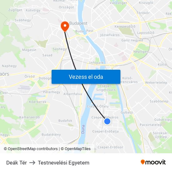 Deák Tér to Testnevelési Egyetem map