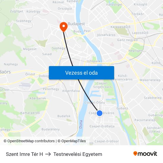 Szent Imre Tér H to Testnevelési Egyetem map