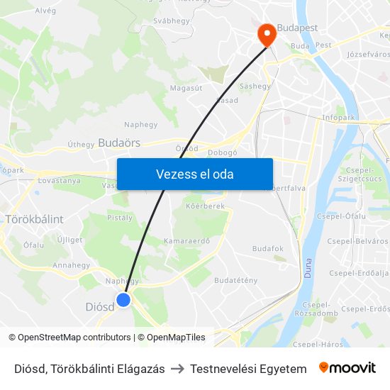 Diósd, Törökbálinti Elágazás to Testnevelési Egyetem map