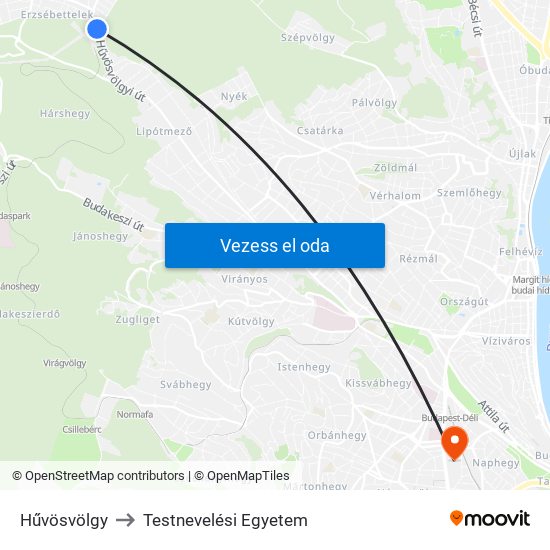 Hűvösvölgy to Testnevelési Egyetem map