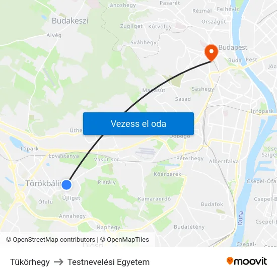 Tükörhegy to Testnevelési Egyetem map